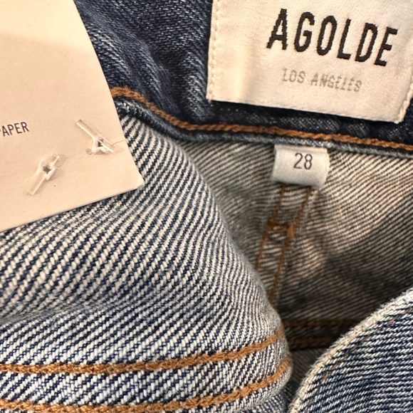 Agolde NWT Blue Lowkey Parker Button Fly Raw Cut Vintage Cut Off Shorts Size 28 - Picture 7 of 8